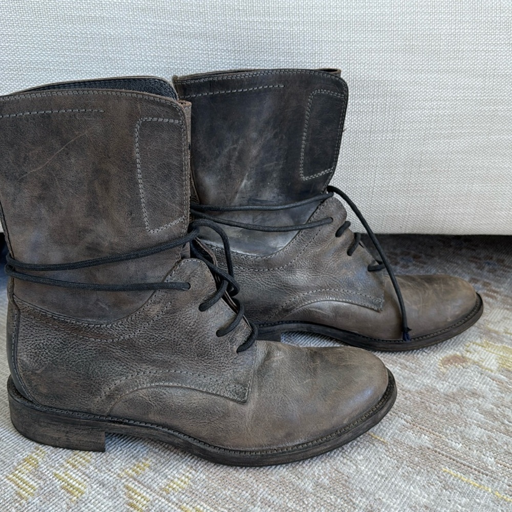 Via Roma 15 Leather Combat Boots Size 39
